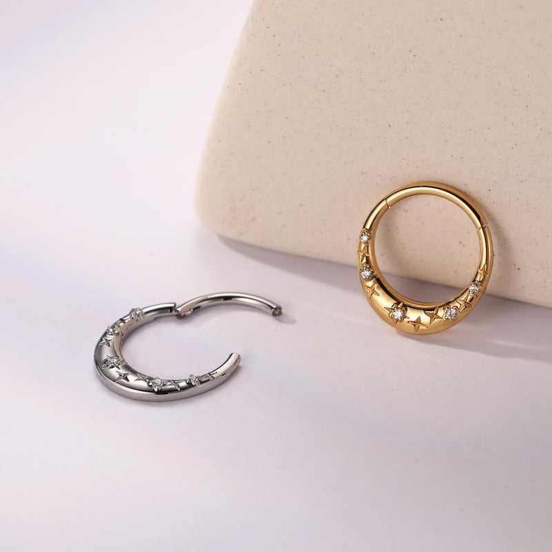 FUNLMO Store 316L Surgical Steel Septum Ring Nose Ring Hoop Hypoallergenic Daith Cartilage Conch Tragus Rook Earlobe Piercing Jewerly for Women Men - Image 5
